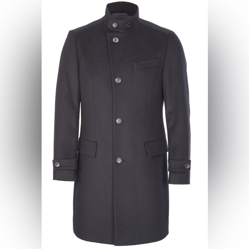 Hugo Boss Men’s The Syntrax3 Black Wool Overcoat Top Coat 42 R Medium/Large